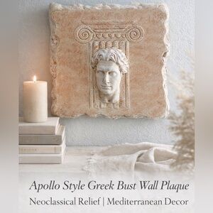 Apollo Style Greek Bust Wall Plaque | Neoclassical Relief | Mediterranean Decor